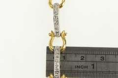 14K Yellow Gold Two Tone Bar Greek Omega Link CZ Tennis Bracelet