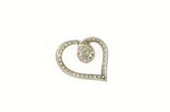 10K White Gold Classic Diamond Inset Loop Heart Love Pendant