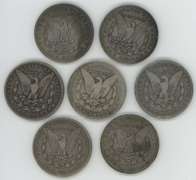7 Different old Morgan Silver Dollars 1879 to 1900-O