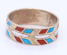 Vintage 925 Sterling Silver Turquoise Band