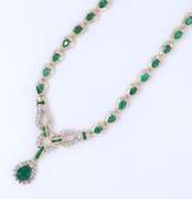 Majestic Yellow Gold Emerald and Diamond Necklace