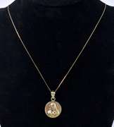 Heavenly Religious Pendant Necklace In 14K Yellow Gold
