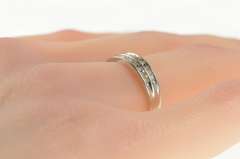 10K White Gold Tiered Diamond Channel Classic Wedding Band Ring