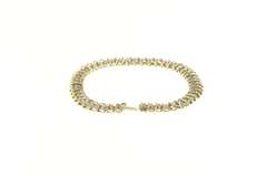 10K Yellow Gold 2.00 Ctw Diamond Wavy Link Cluster Tennis Bracelet