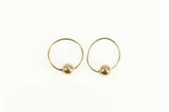 14K Yellow Gold 12.1mm Round Ball Beaded Vintage Hoop Earrings