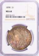 Superb Toned 1898P Morgan Silver Dollar NGC Holder MS 64!