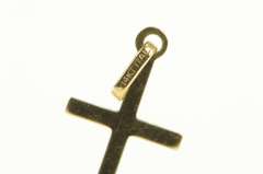 14K Yellow Gold Diamond Cut Grooved Cross Christian Pendant