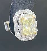 FANCY YELLOW EMERALD CUT DIAMOND HALO STUD EARRINGS IN 14K WHITE GOLD(1 CARAT T.W.)