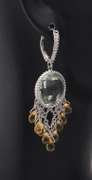 925 Sterling Silver Praisiolite & Citrine Dream Catcher Lever back Earrings