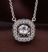 Platinum over 925 solid sterling silver dancing stone pendant