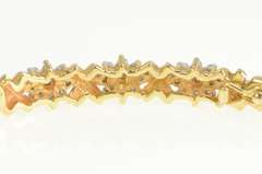 14K Yellow Gold 0.27 Ctw Diamond Flower Cluster Bangle Bracelet