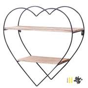 Heart-shaped Wooden Wall Shelf 2 Layers Vintage Storage