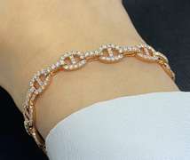 STUNNING SPARKLING 18K ROSE GOLD TRI LINK DIAMOND BRACELET