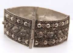 Vintage 925 Sterling Silver Filigree Wide Bracelet