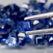 Rich blue 3.29ct princess cut Sapphire set