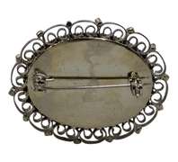 Vintage Millefiori Italian Micro Mosaic Oval Pin Brooch with Floral Design