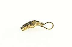 14K Yellow Gold Vintage Natural Sapphire Diamond Cluster Pendant