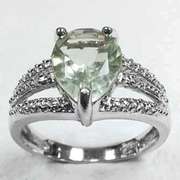1.50 CT GREEN AMETHYST SILVER RING