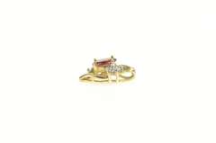 10K Yellow Gold Oval Garnet Diamond Cluster Accent Pendant