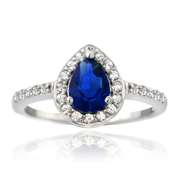 Created Blue & White Sapphire Ring in Sterling Silver
