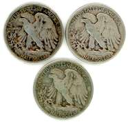 3 Different Walking Liberty Silver Half Dollars