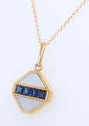 Vintage Bvlgari Mop and Sapphire Pendant on Chain with Matching Earrings