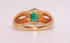 18kt Solid Yellow Gold, Emerald, & Diamond Ring