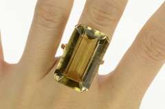 14K Yellow Gold 41.50 Ct Smoky Quartz Cocktail Statement Ring
