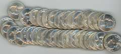 Choice BU Roll of 40 Silver 1964 Washington Quarters