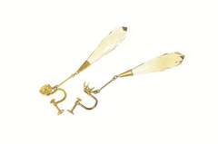 14K Yellow Gold 1940's Smoky Quartz Dangle Screw Back Earrings