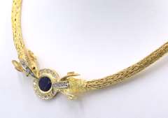 Quintessential 18kt Diamond Rams Head with Lapis accents Necklace