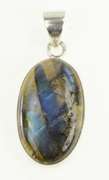 Sterling Silver Oval Labradorite Cabochon Statement Pendant