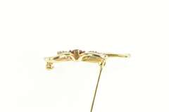 14K Yellow Gold 1930's Syn. Ruby Diamond Accent Bow Ribbon Pin/Brooch