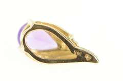 14K Yellow Gold Pear Amethyst Diamond Accent Statement Pendant