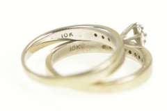 10K White Gold 1940's Diamond Classic Engagement Bridal Set Ring