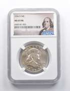 MS65 FBL 1954-D Franklin Half Dollar NGC