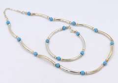 925 Sterling Silver Gemstone Necklace with Matching Bracelet