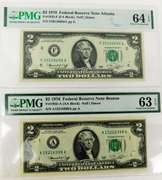 2 - Uncirculated $2 Dollar Federal Reserve Notes, Graded