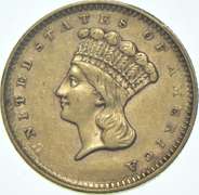 1857 $1 Indian Princess Head Gold Dollar Piece