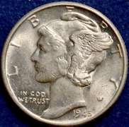 1945 Mercury Dime BU