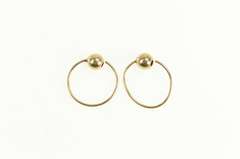 14K Yellow Gold 12.1mm Round Ball Beaded Vintage Hoop Earrings