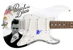 Panic! At The Disco Brendon Urie Signed 1/1 Custom Graphics Photo Guitar ACOA