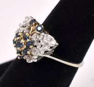 Fascinating Butterfly Ring With Blue Sapphire and Diamonds In 14K White Gold