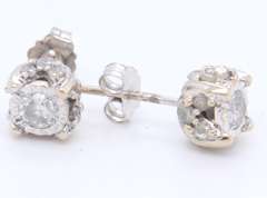 Sparkling White Gold Illision Set Diamond Earrings