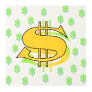 Dollar Sign (White) by Steve Kaufman (1960-2010)