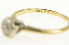 14K Yellow Gold Retro Diamond Round Cluster Engagement Ring