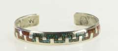 Sterling Silver Gilbert Ortega Southwestern Coral Turquoise Bracelet