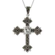 Sterling Silver Marcasite & CZ Pendant