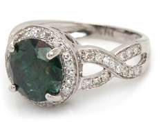 Majestic 3.00ctw Round Irradiated Green and White Single Cut Diamonds Halo Ring