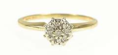 14K Yellow Gold Retro Diamond Round Cluster Engagement Ring